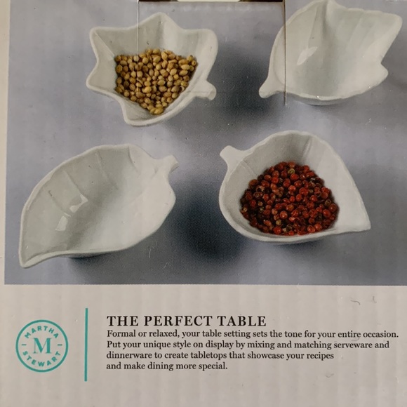 Martha Stewart 4 Pc Ceramic Tidbit Set Leaf Shaped Leaves - Picture 3 of 3